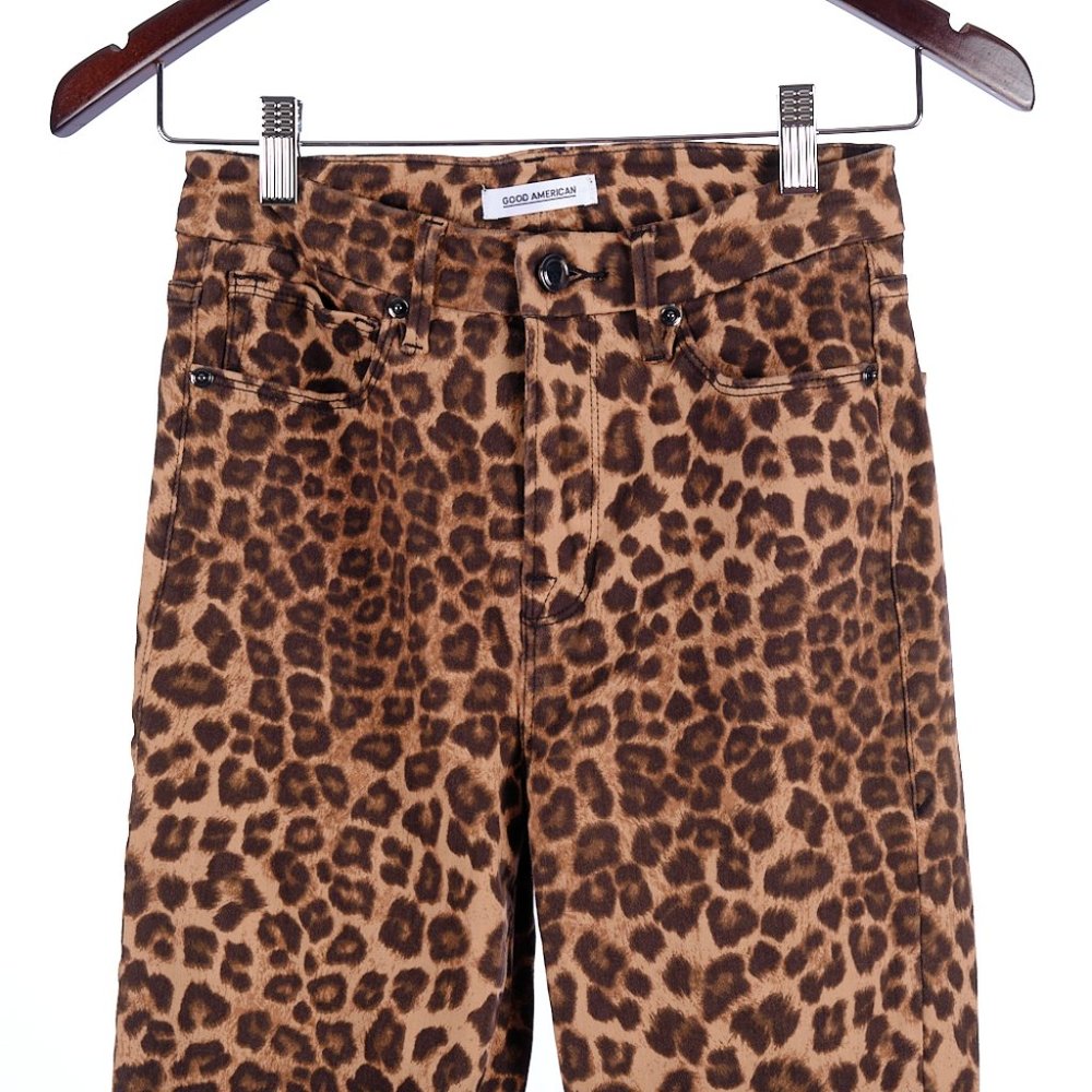 Good American Good Waist Cheetah Skinny Jeans Size 26 - Picture 3 of 6